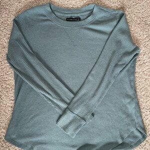Abercrombie & Fitch Green Ribbed Fitted Crew Neck Sweater